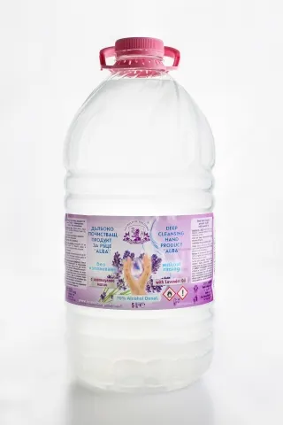ДЪЛБОКОПОЧИСТВАЩ ПРОДУКТ ЗА РЪЦЕ “ALBA” С ЛАВАНДУЛОВО МАСЛО И 70% ALCOHOL DENAT. - 5 L ДЪЛ